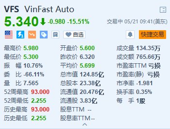 美股异动丨VinFast跌15.5% 美国NHTSA调查加州车祸事故  第1张