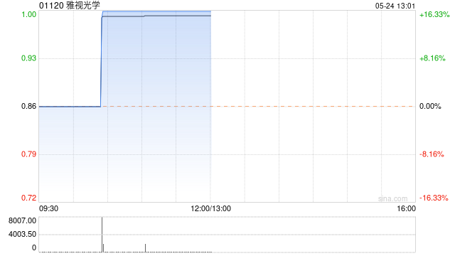 雅视光学盘中异动 股价直线拉升超16%