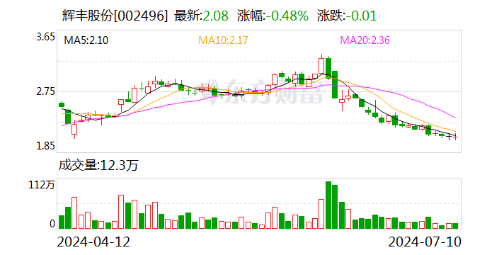 辉丰股份：预计2024年上半年盈利2200万元-3300万元 同比扭亏