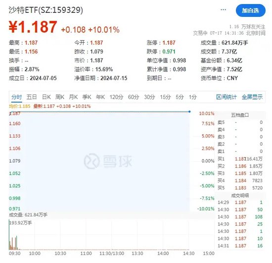 两只沙特ETF，连续涨停！