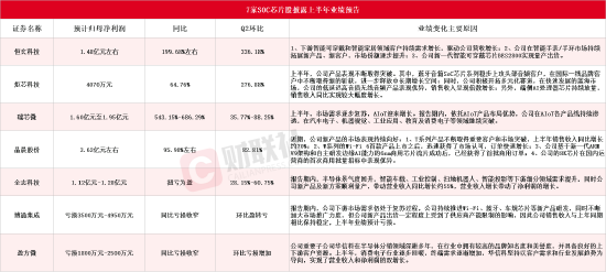 7只SOC芯片股披露上半年业绩预告 瑞芯微同比最高预增近7倍(名单)