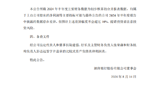 浙商银行业绩快报：上半年净利润79.99亿元 同比增3.31%