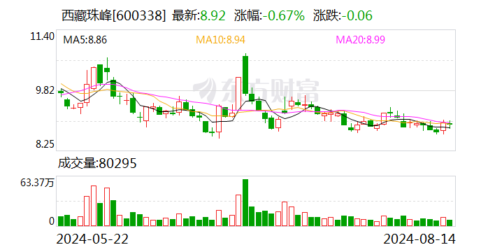 西藏珠峰大宗交易成交259.84万元