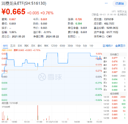 大消费全天强势，消费龙头ETF（516130）盘中上探1.06%！细分板块利好频现！