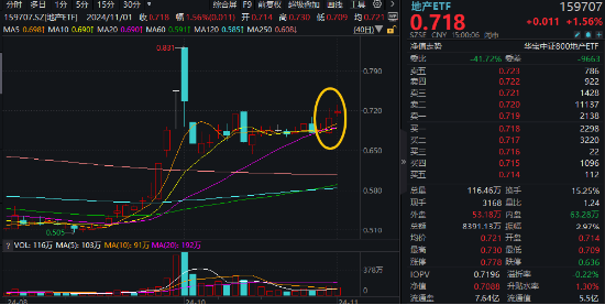 17年来首次！“银十”变“金十”！地产ETF(159707)收涨1.56%斩获三连阳，张江高科逆市两连板  第1张